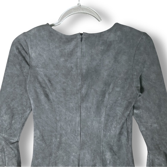 Anthropologie Aryeh Vegan Suede Dress Sz S Flutter Sleeve Y2K Gray Neutral Minim - Picture 10 of 14